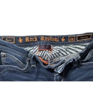 Rock Revival Pearl Skinny Jeans Embellished Pockets Dark Wash Denim 28‎